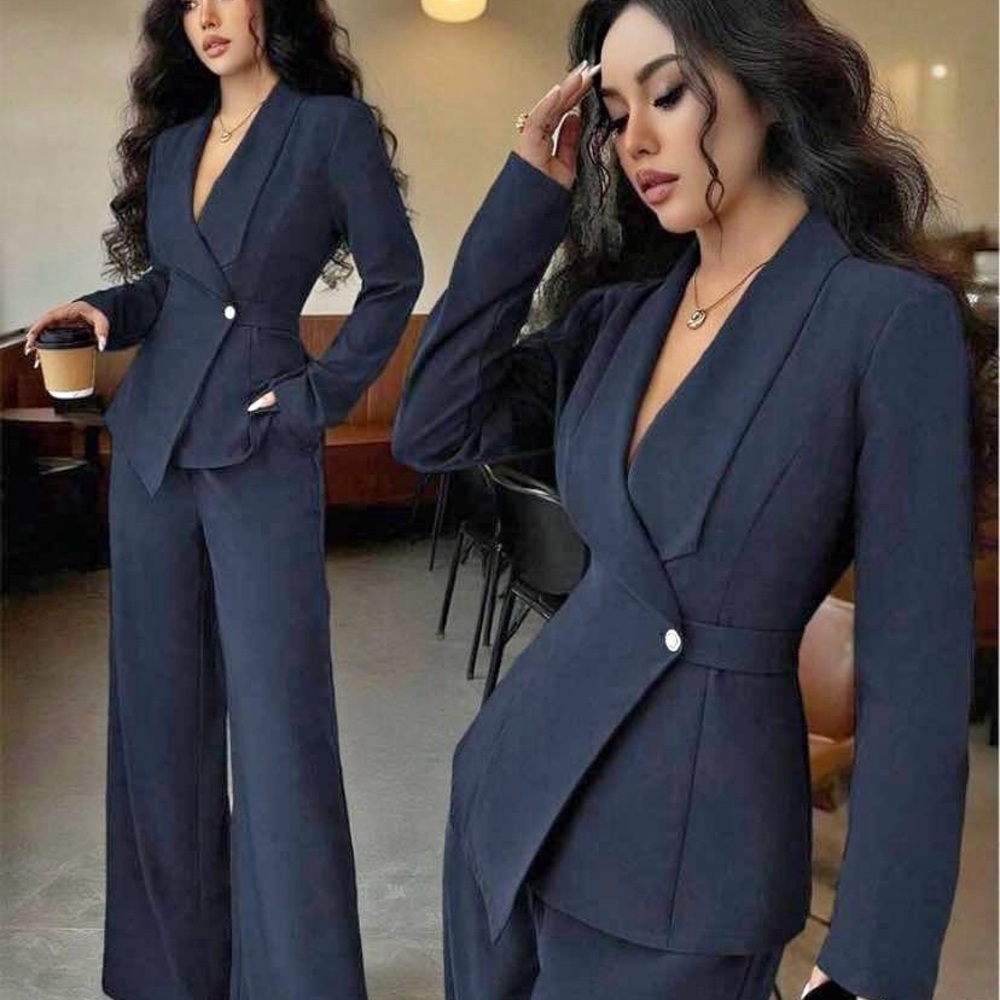 SHEIN Classic Navy Pantsuit